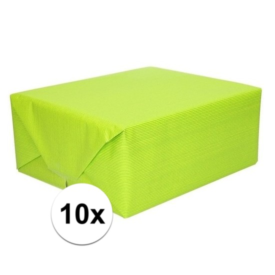 10x Cadeaupapier lime groen 70 x 200 cm kraftpapier