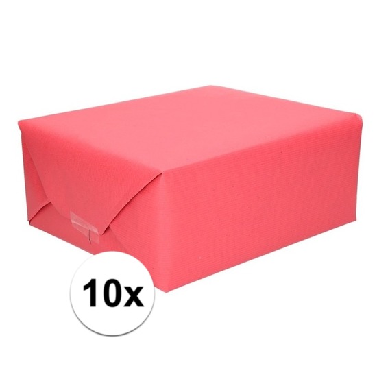 10x Cadeaupapier rood 70 x 200 cm kraftpapier