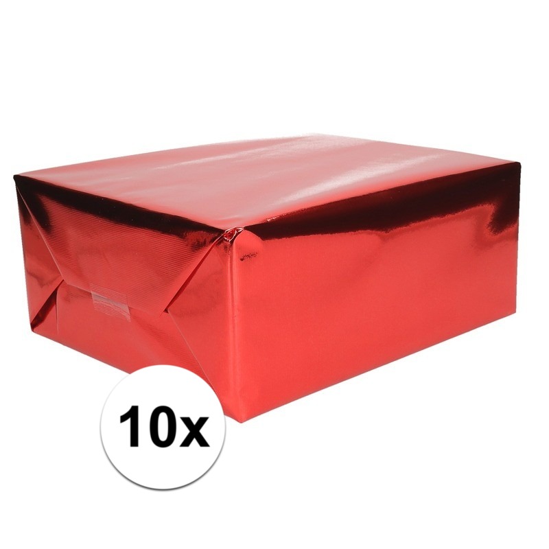 10x Folie kadopapier rood metallic