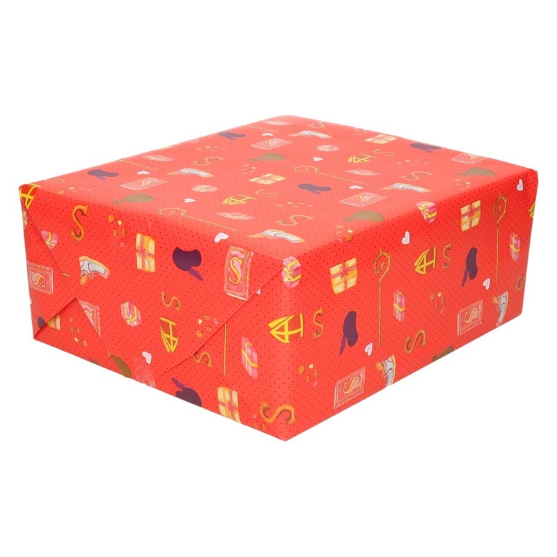 10x Inpakpapier/cadeaupapier Sinterklaas print rood