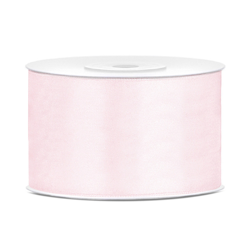 1x Licht poeder roze satijnlint rollen 3,8 cm x 25 meter cadeaulint verpakkingsmateriaal