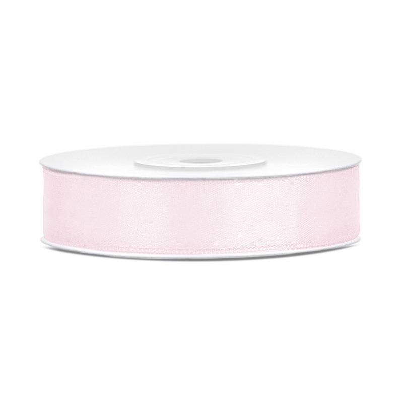 1x Poeder roze satijnlint rollen 1,2 cm x 25 meter cadeaulint verpakkingsmateriaal