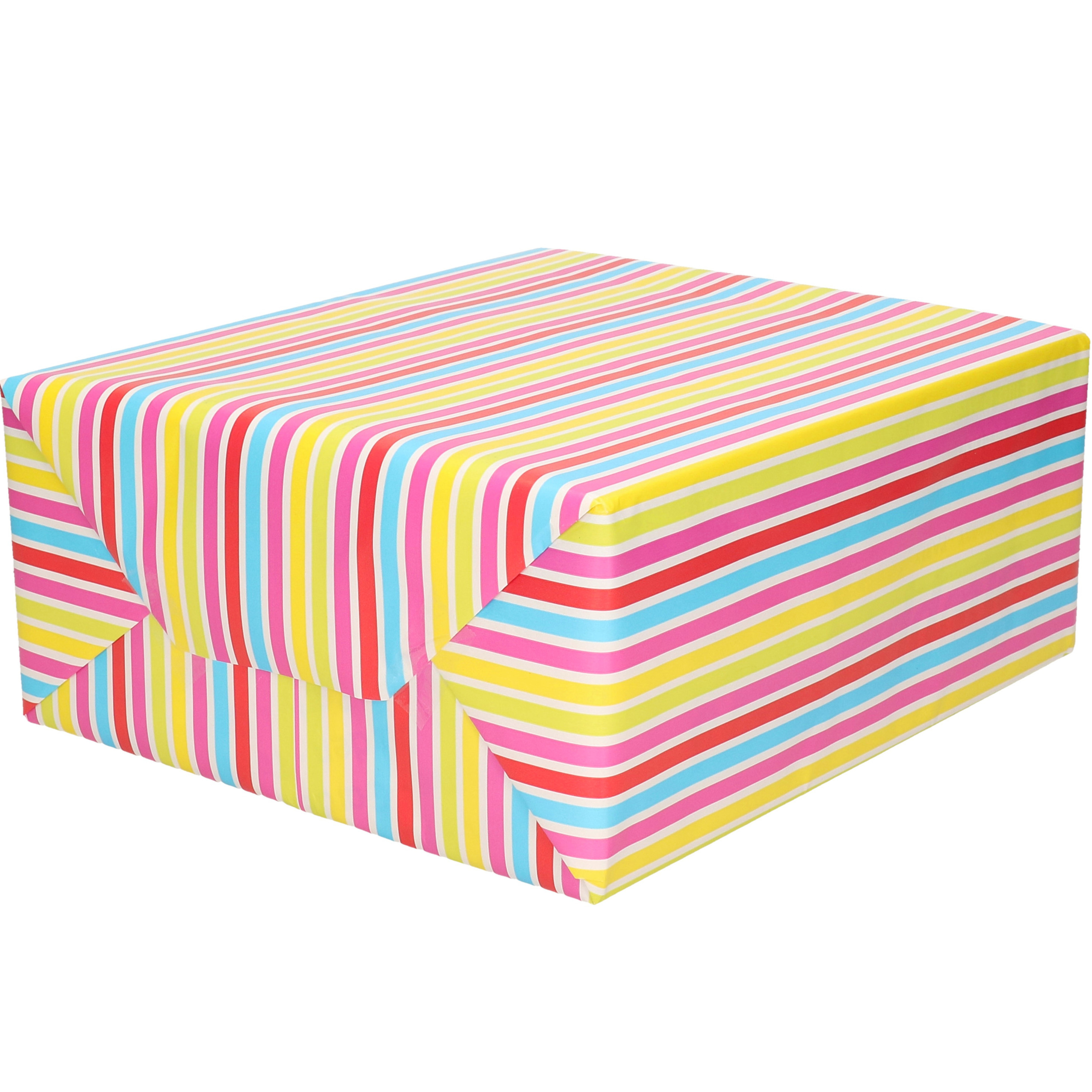 1x Rol Inpakpapier/cadeaupapier gekleurde streepjes design 200 x 70 cm
