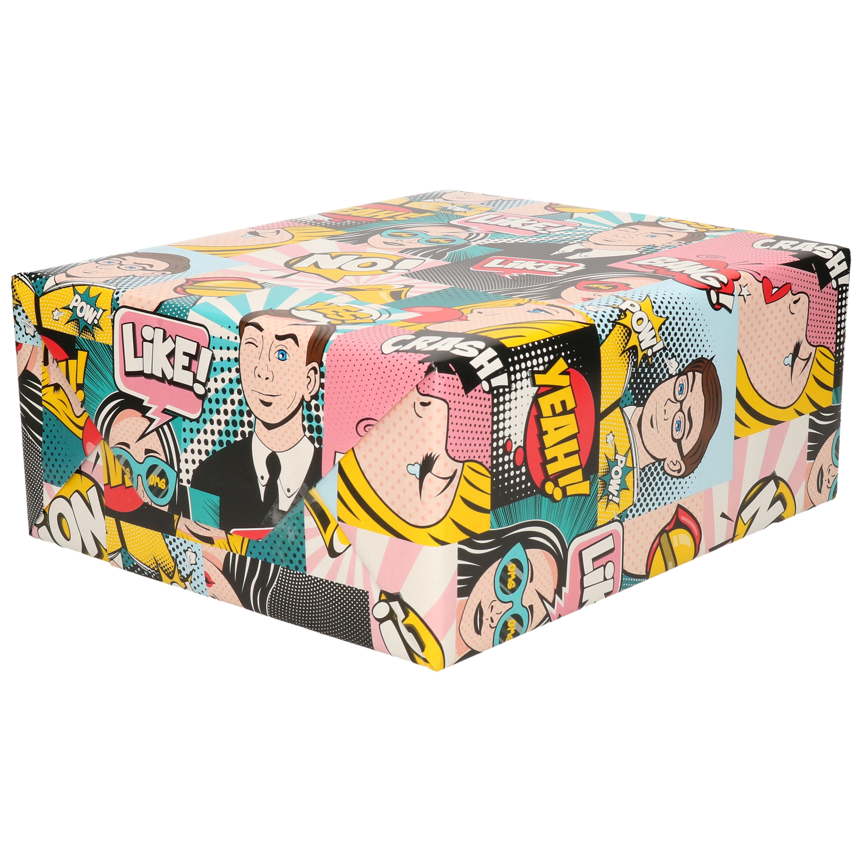 1x Rol inpakpapier gekleurd met comic book stripverhaal thema 200 x 70 cm