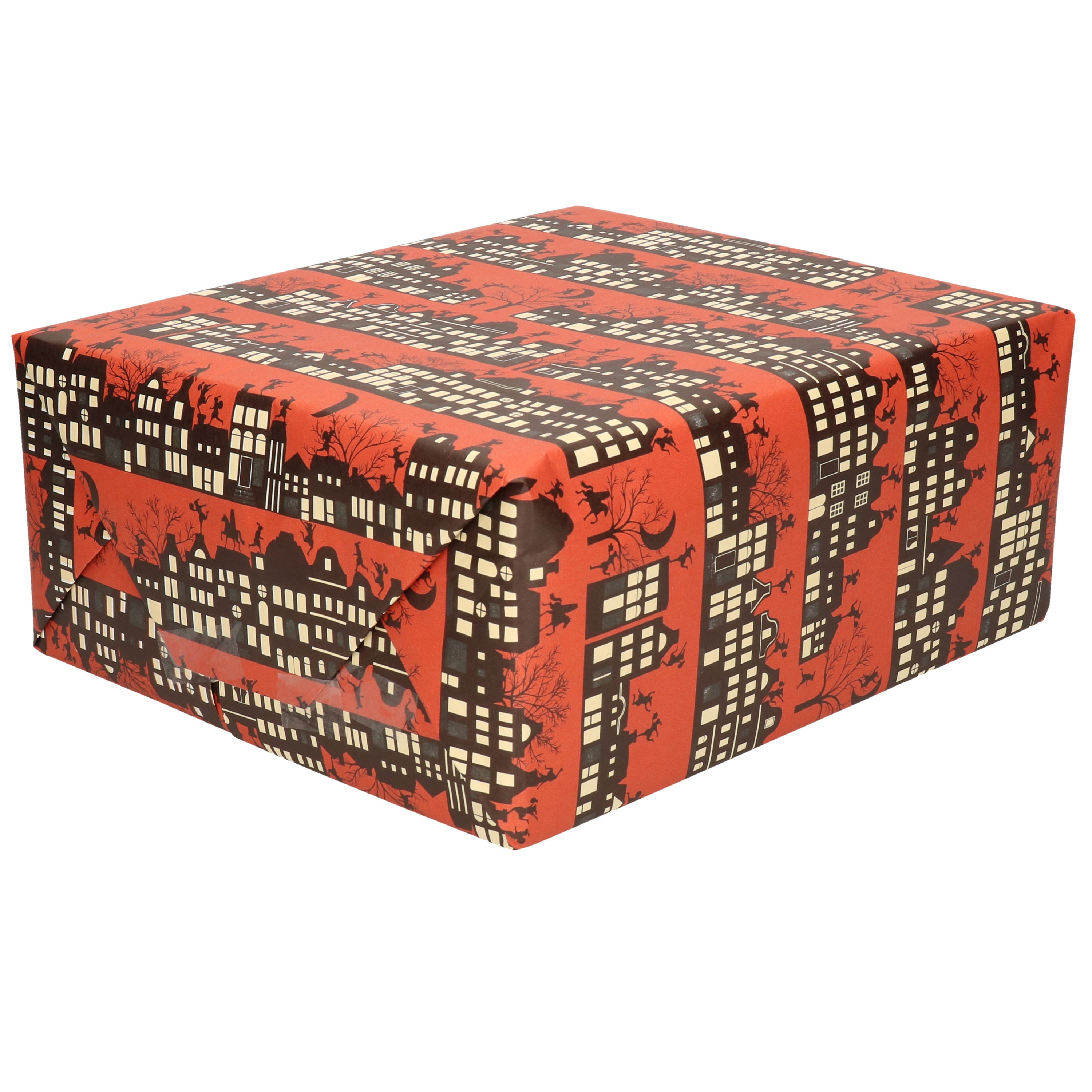 1x Rollen inpakpapier/cadeaupapier Sinterklaas print donkerrood 2,5 x 0,7 meter 70 grams luxe kwalit