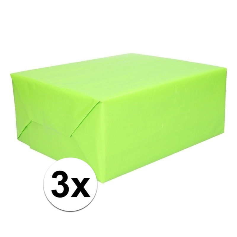 3x Cadeaupapier lime groen 200 cm