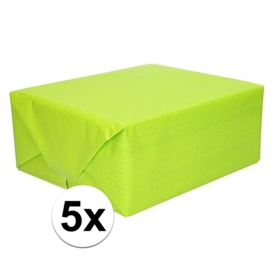 5x Cadeaupapier lime groen 70 x 200 cm kraftpapier