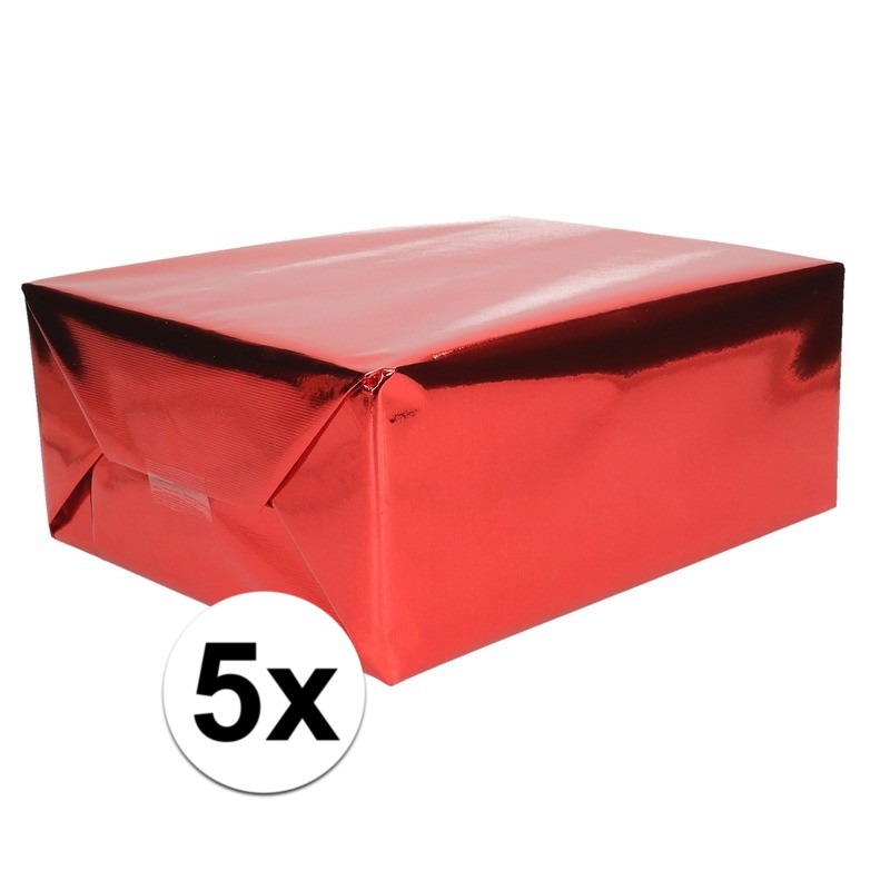5x Folie kadopapier rood metallic