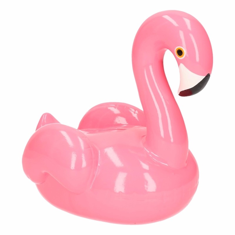 Flamingo spaarpot lichtroze van keramiek 19 cm