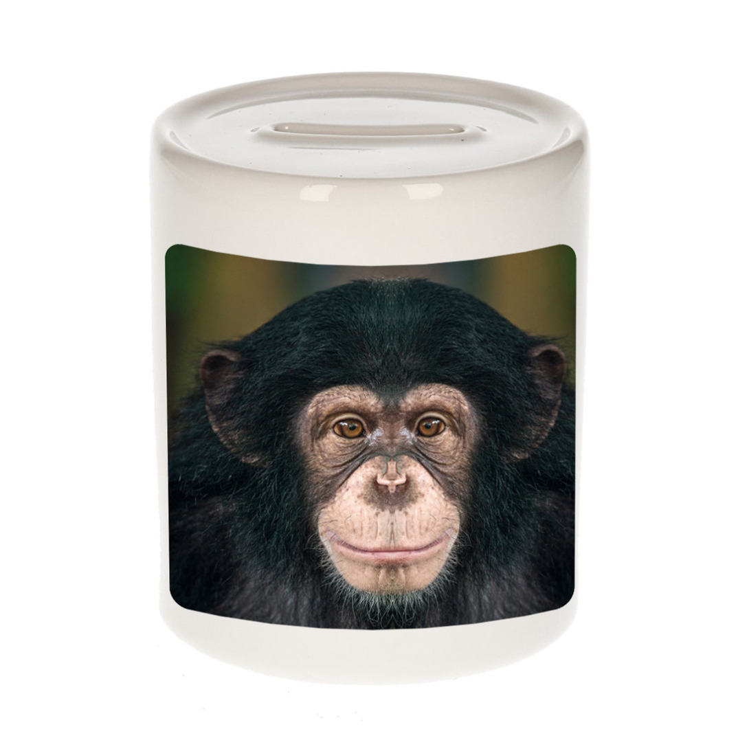 Foto leuke chimpansee spaarpot 9 cm - Cadeau apen liefhebber