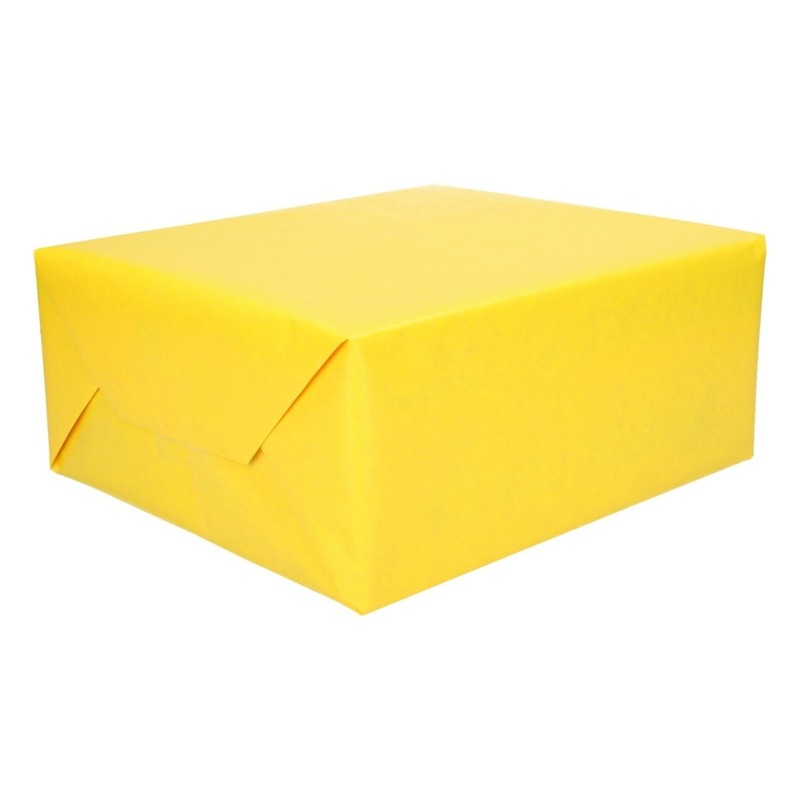 Inpakpapier/cadeaupapier dubbelzijdig geel/oranje 200 x 70 cm