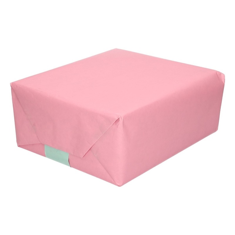 Inpakpapier/cadeaupapier dubbelzijdig pastel roze/groen 200 x 70 cm