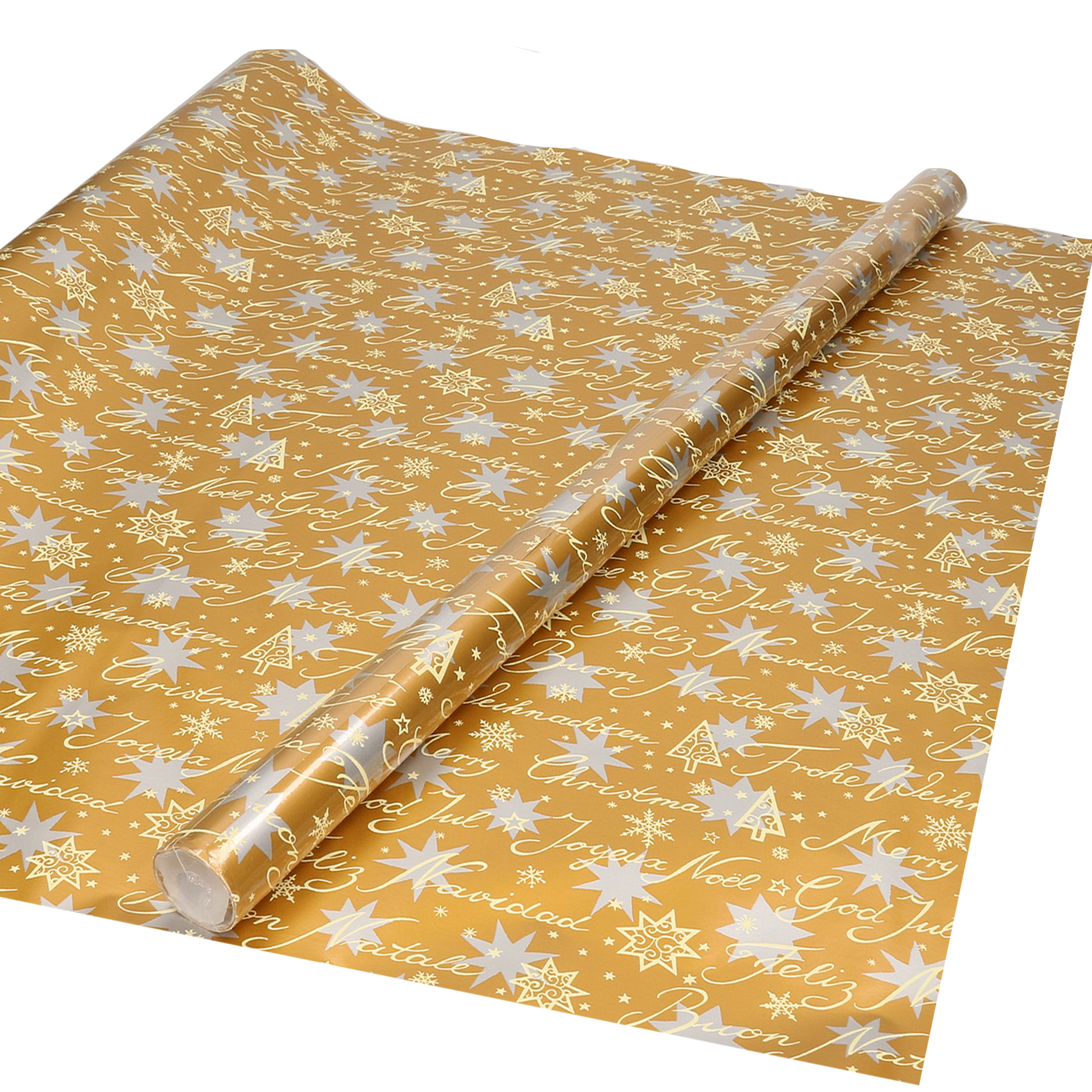 Kerst inpakpapier/cadeaupapier goud 200 x 70 cm