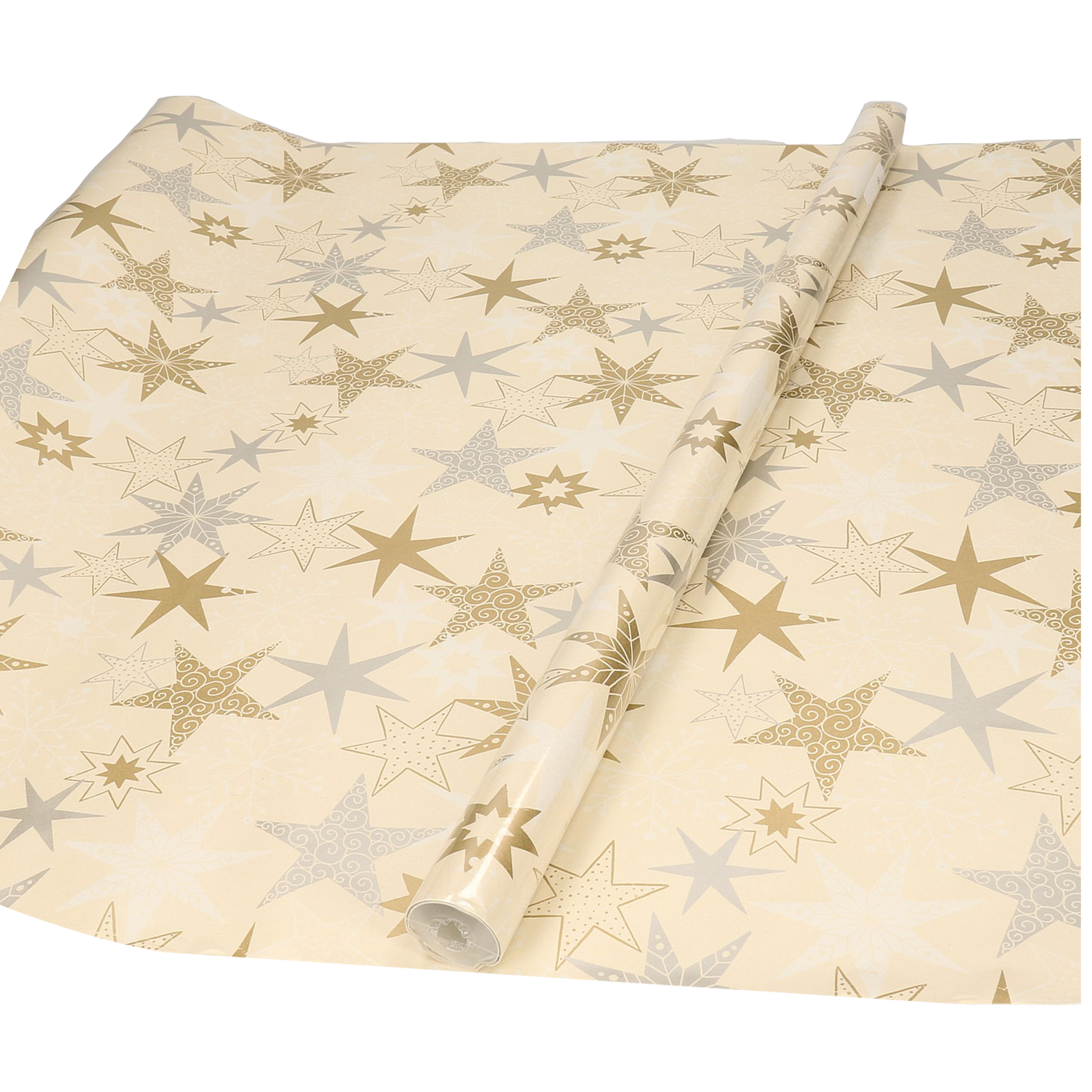 Kerst inpakpapier/cadeaupapier met sterren 200 x 70 cm