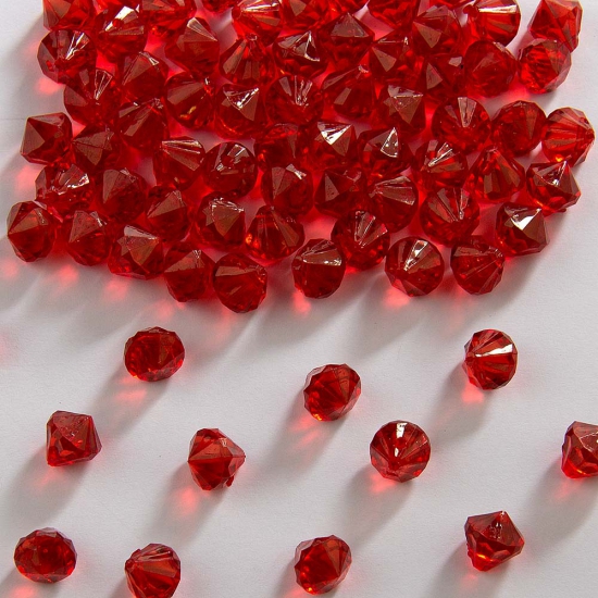 Kleine decoratie plastic Diamantjes rood 9 mm