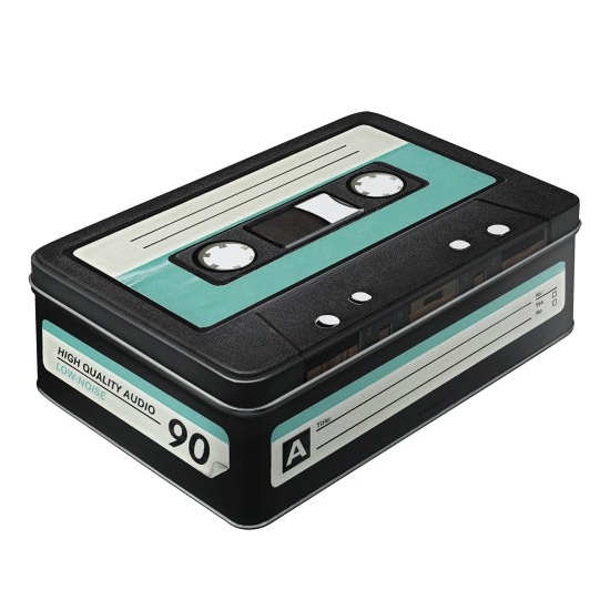Retro cassetteband bewaarblik plat 23 cm