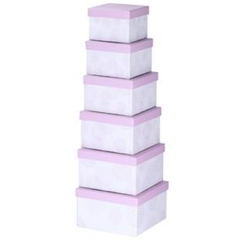 Set van 6x stuks pastel paarse cadeaudoosjes 13,5-21 cm vierkant