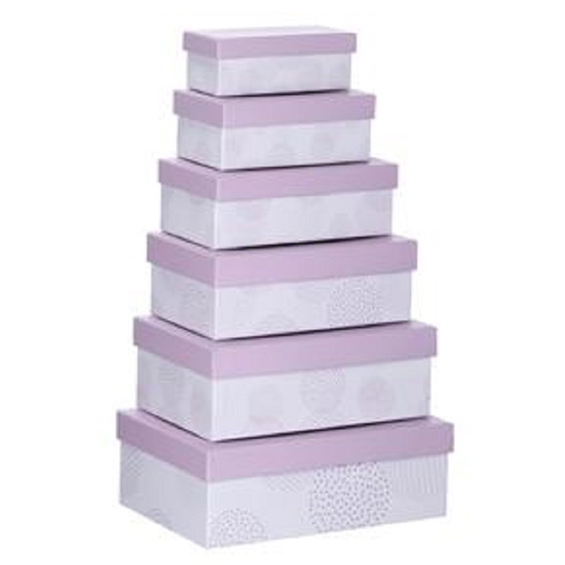 Set van 6x stuks pastel paarse cadeaudoosjes 16,5-28,5 cm rechthoekig