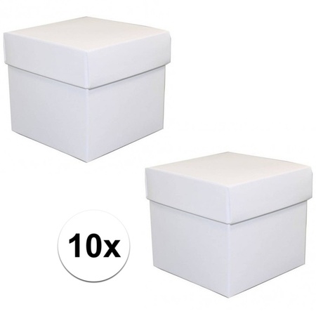 10x stuks witte cadeaudoosjes/kadodoosjes 10 cm vierkant