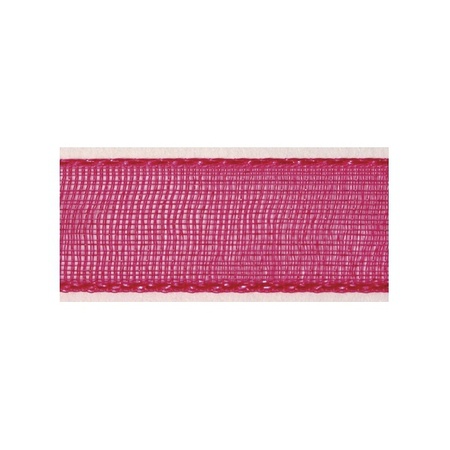 1x Fuchsia roze organzalint rollen 1,5 cm x 10 meter cadeaulint/kadolint verpakkingsmateriaal