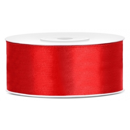 4x rolls satin ribbon - red-silver-gold-black 2.5 cm x 25 meters