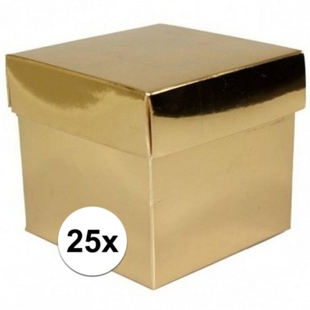 25x Gold gift box 10 cm square