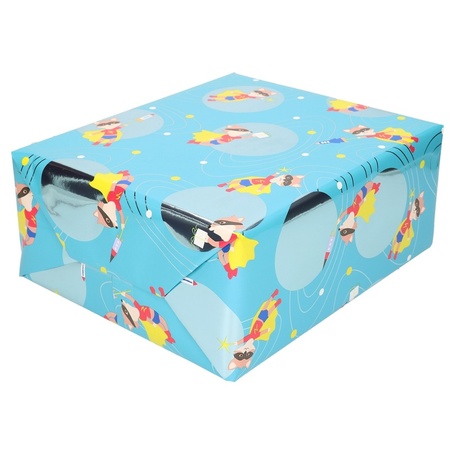2x Wrapping paper blue fox with mask  200 cm