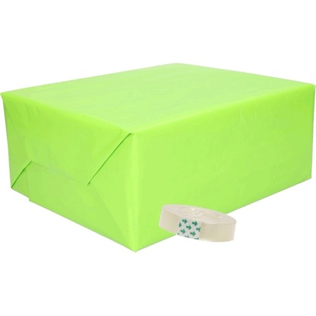 3x cadeaupapier lime/groen inclusief plakband