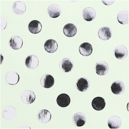 3x Mint green wrappingpaper/giftwrapping silver dot 200 x 70 c