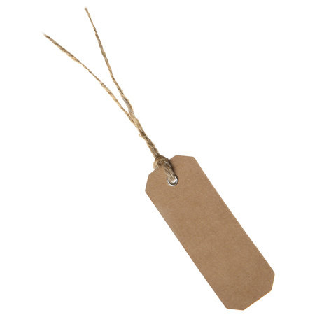Santex cadeaulabels kraft met touw - set 12x stuks - bruin/naturel - 3 x 8 cm - naam tags