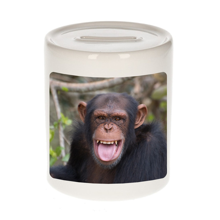 Foto chimpansee spaarpot 9 cm - Cadeau apen liefhebber