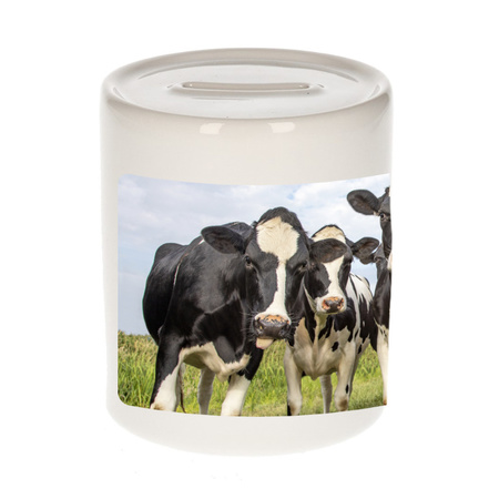 Foto koe spaarpot 9 cm - Cadeau Nederlandse koeien liefhebber