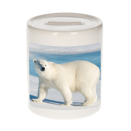Foto witte ijsbeer spaarpot 9 cm - Cadeau ijsberen liefhebber