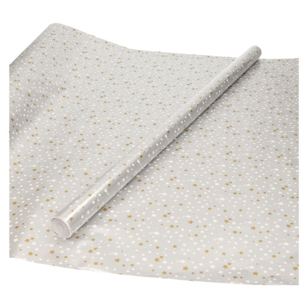 Christmas wrapping paper silver with stars 200 x 70 cm