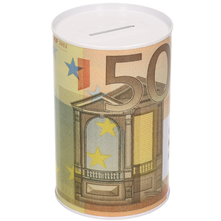 Metal money box 50 euro bill 8 x 15 cm
