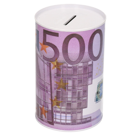 Metal money box 500 euro bill 8 x 15 cm