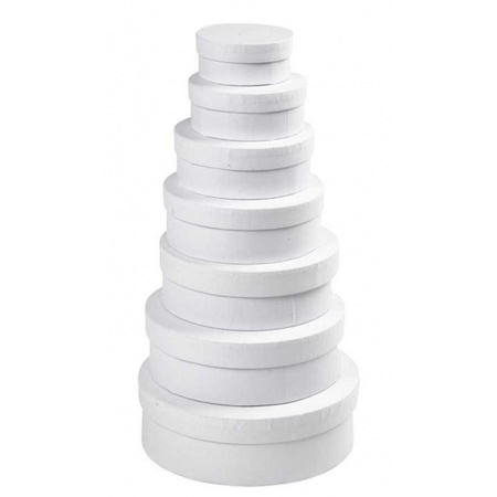 Round white hobby or storage boxes set of carton in 3-sizes