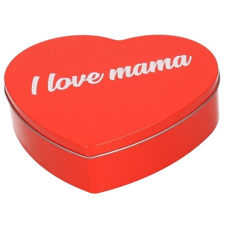 Rood I Love Mama hart bewaarblik/opbergblik 18 cm