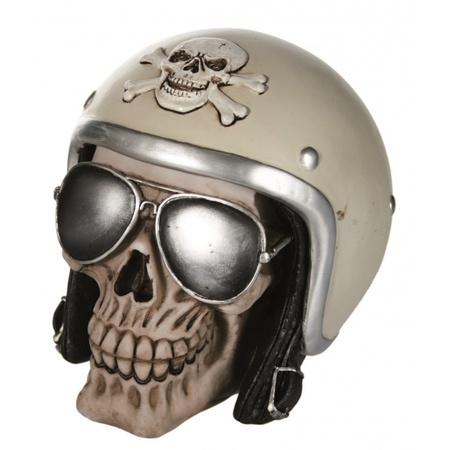 Savings bank Skull with motorcycle helmet