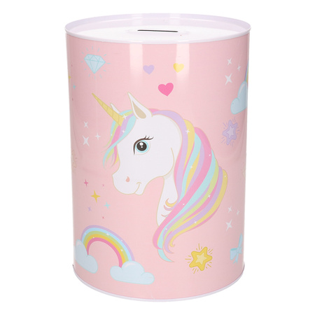 Money box unicorn - metal - pink - 15 x 21 cm