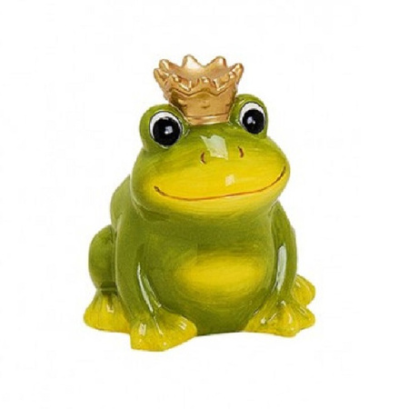 Moneybox frog with crown green 12 cm