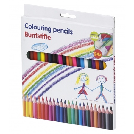 3x Tasjes om in te kleuren en 24 kleurpotloden voor kinderen