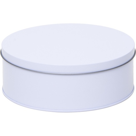 Gift white round storage tin 3 years 18 cm